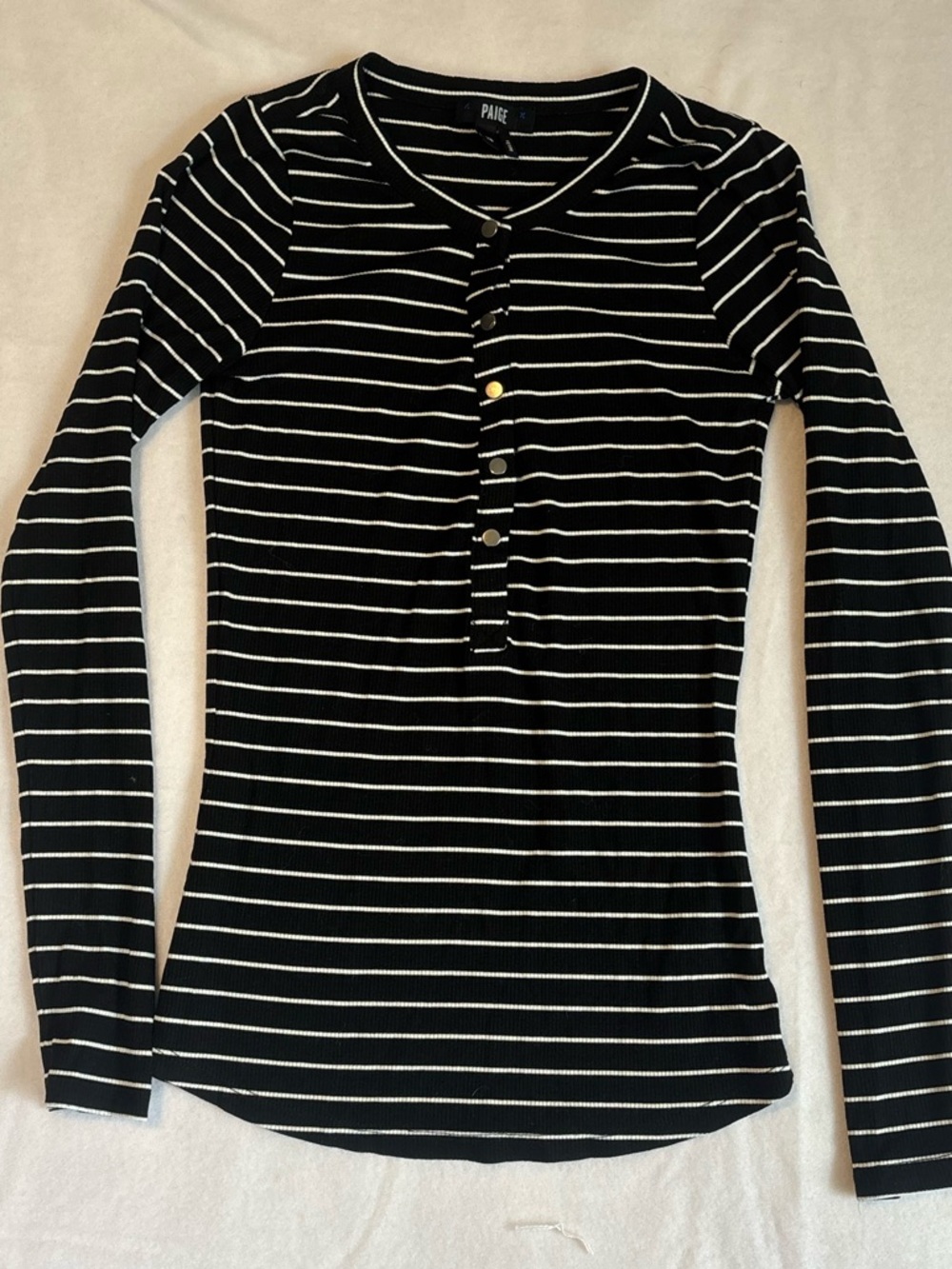 PAIGE Black and White Striped Women's Top